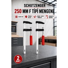 SCHUTZENGER 2 Adet 250MM F Tipi Mengene Ahşap Çelik Mobilya Mengenesi Kıskaç Işkence 2’ Li Set 250-F2