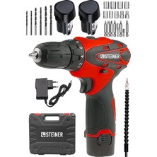 1001 Alman Titan 36 V Sjs Çift Metal Şanzuman Çift Akülü Şarjlı Vidalama Matkap + 24 Parça Set