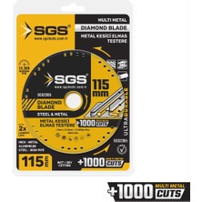 1001 Sgs Elmas Testere, Çelik ve Metal Kesici, 115 Mm, 13.300 Rpm, Islak/kuru Kesim, +1000 Kesim SGS2365
