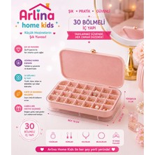 Arlina Home Kids 30 Bölmeli Pembe Takı Kutusu Düzenleyici Seyahat Çantası Kolye Yüzük Küpe Organizer 18CMX12,5CM