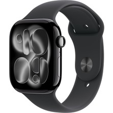 1001 Watch Series 11 Gps 46 mm Simsiyah Alüminyum Kasa Akıllı Saat ve Siyah Spor Kordon - M/l. Uyku Sk