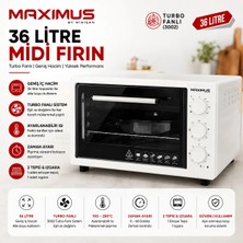Maximus 3001 36 Litre Beyaz Midi Fırın MS20002 1465 Watt Turbo Fanlı Özellikler ile Geniş Hacim