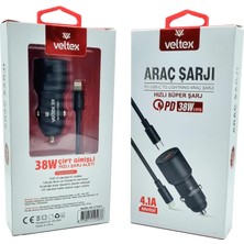 Gees Global 4.1A 38W Pd To Lightning Metal Araç Şarj Aleti Veltex VTX-103