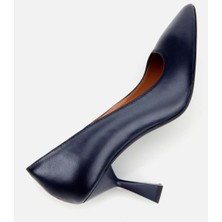 Hotiç Kadın Deri Lacivert Esnek Tabanlı İnce Topuklu Stiletto
