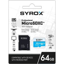 Syrox 64 GB Micro Sd Card Hafıza Kartı Adaptörlü SYX-MC64