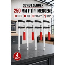 SCHUTZENGER 4 Adet 250MM F Tipi Mengene Ahşap Çelik Mobilya Mengenesi Kıskaç Işkence 4’lü Set 250-F4