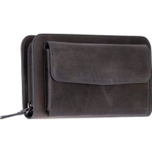 BloominBag Faron Ash Graphite Telefon Bölmeli Hakiki Deri Unisex Clutch Çanta