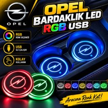 OtoÇizgi Opel Bardaklık LED Rgb USB Renkli Işıklı Bardak Tutucu Ambiyans Aydınlatma