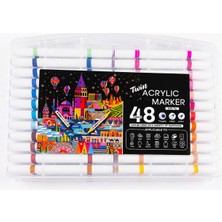 Hobi Market Art Acrylic Duo Marker Çift Uçlu Su Bazlı Akrilik Boyama Markörü Seti 48 Renk