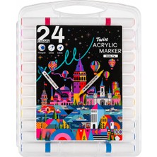 Hobi Market Art Acrylic Duo Marker Çift Uçlu Su Bazlı Akrilik Boyama Markörü Seti 24 Renk