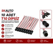 SKAUTO 10 Adet T10 Dipsiz Ampul Duyu Soket Kablolu W5W Park Ampulü Duy Soketi