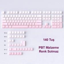 Silabor Gradient 140 Tuşlu Pbt Klavye Tuş Takımı Pembe Yan Baskılı Arka Aydınlatmalı 07