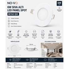 No-Vo 6W Sıva Altı LED Panel Spot Beyaz Işık 6500K – Trafosuz 220V – 6,5 cm Delik Çapı Plastik Kasa