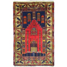 Kilim Co. Vintage Yahyalı El Dokuma Halısı, Cami Silüetli Mihrap Desenli 140X250 cm (3.5 M²)