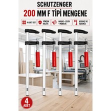 SCHUTZENGER 4 Adet 200MM Yüksek Kalite  F Tipi Ahşap  Çelik Mobilya Atölye Mengene Işkence Kıskaç 200-F4