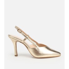 Hotiç Kadın Deri Gold Arkası Açık Stiletto