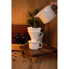 Heda Porselen Coffee Filter V60 Porselen Kırık Beyaz Dripper Kahve Filtresi