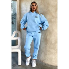 Unisex Erkek Kadın Macklin Sport Yazı Sırt Baskılı Oversize 3 Iplik Kapüşonlu Hoodie ve Jogger  Eşofman Takımı