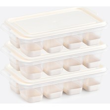 Dünya Plastik 3 Lü Set Mini Kapaklı Silikon Buzluk Krem Renk