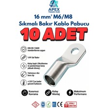 Sutem 16MM M6 Skp Sıkmalı Bakır Kablo Pabucu - 10'lu Paket