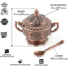 DC Dmt Copper DMT COPPER HOME Gaziantep Bakır Zamak Şekerlik Kase yükseklik 11 cm Genişlik 13 cm&(KAŞIK DAHİL)
