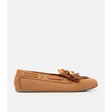 Hotiç Kadın Taba Süet Fiyonk Detaylı Bağcıklı Loafer