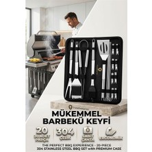Modacar Profesyonel Barbekü Seti 20 Parça Çantalı Paslanmaz Çelik Mangal Maşa Spatula Fırça Şiş 723132
