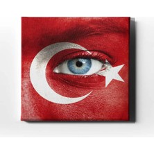 Mavi Goz -Ay Yıldız Dekoratif Kanvas Duvar Tablosu