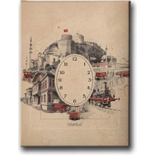 Istanbul Saatli Dekoratif Duvar Tablosu