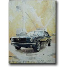 Mustang Klaik Araba Dekoratif Kanvas Duvar Tablosu