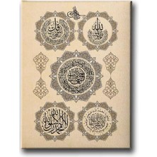 Fatiha-Ihlas-Felak-Kelime-I Tevhid Islami Hat Sanatı Kanvas Tablo