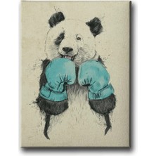 Boksor Panda Dekoratif Kanvas Duvar Tablosu