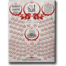 Esma-Ul Husna Ayetli Islami Hat Sanatı Kanvas Tablo