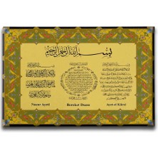 Nazar-Bereket-Ayet-El Kürsi Tezhipli Ayetli Islami Hat Sanatı Kanvas Tablo