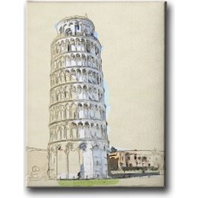 Italya Pisa Kulesi Dekoratif Kanvas Duvar Tablosu