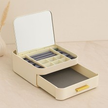 Royaleks Aynalı Takı Organizeri - 10 Bölmeli Çekmeceli (20X22X8.5 Cm)