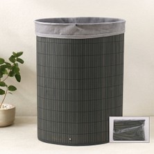 Royaleks Bambu Üçgen Kirli Çamaşır Sepeti 35X60 cm - Kapaklı, Kumaş Torbalı