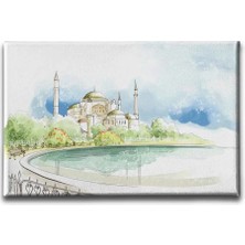 Ayasofya Sulu Boya Sanatsal Kanvas Duvar Tablosu