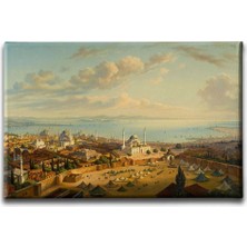 Eski Istanbul Yağlı Boya Sanatsal Kanvas Duvar Tablosu