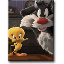 Tweety ve Kedi Çocuk Odası Kanvas Duvar Tablosu