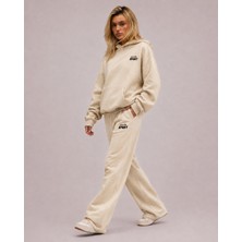 Unisex Kadın Erkek Macklin Sport Minimal Yazı Baskılı Oversize 3 Iplik Kapüşonlu Sweatshirt ve Baggy Eşofman Altı