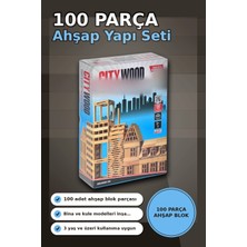 Marsilyan Ahşap Yapı Blokları 100 Parça 11X2,2X0,7 cm Doğal ve Boyalı Çocuk Gelişim BX-313414