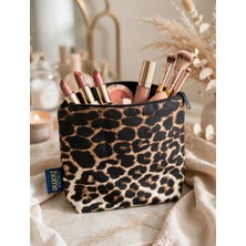 Calina Home Leopar Makyaj Çantası (Duck Kumaş)