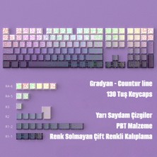 Silabor Contourline - Gradient Keycaps 130 Tuş Iki Renkli Tam Set Çatlak Işıklı Tuş Takımı