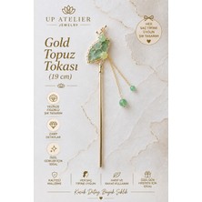 Up Atelier Yelpaze Figürlü Püskül Detaylı Gold Topuz Çubuğu 19CM