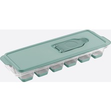Dünya Plastik Kapaklı Silikon Buzluk Yeşil Renk 12 Bölmeli Buz Kalıbı