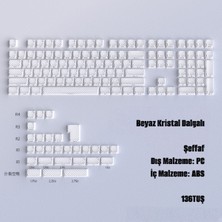Belirtilmemiş Beyaz Tuş Başlığı Yan Baskılı Küçük Tam Set 136 Tuşlu Pc Şeffaf Manyetik Mekanik Klavye Uyumlu