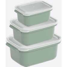 Dünya Plastik 3 Parça Easy Keep Dikdörtgen Set ( 500 x 1000 x 2000 ml ) Dikdörtgen Kapaklı Saklama Kabı 3 Parça Yeşil Renk Set