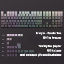 Silabor Contourline - Gradient Keycaps 130 Tuş Iki Renkli Tam Set Çatlak Işıklı Tuş Takımı