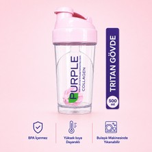 Purple Supplements Purple Collagen Shaker 500ML Şeffaf | Bpa Içermez Matara, Yüksek Isıya Dayanıklı Suluk